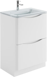 Eaton White Floor Standing Vanity Unit Includes White Glass Basin Bathroom Furni