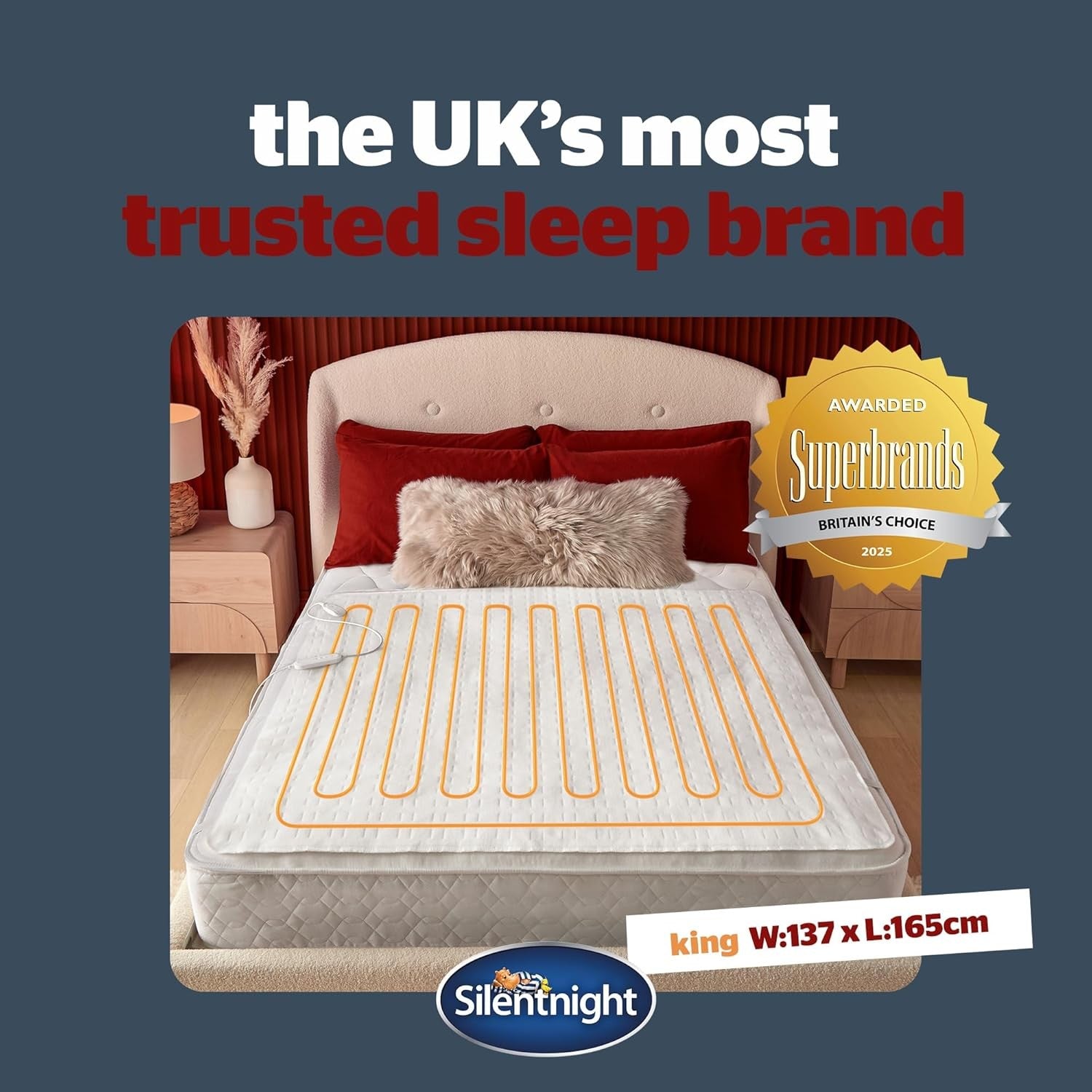 Electric Heated Underblanket King Bed Fast Heat 4 Settings Washable 137x165cm