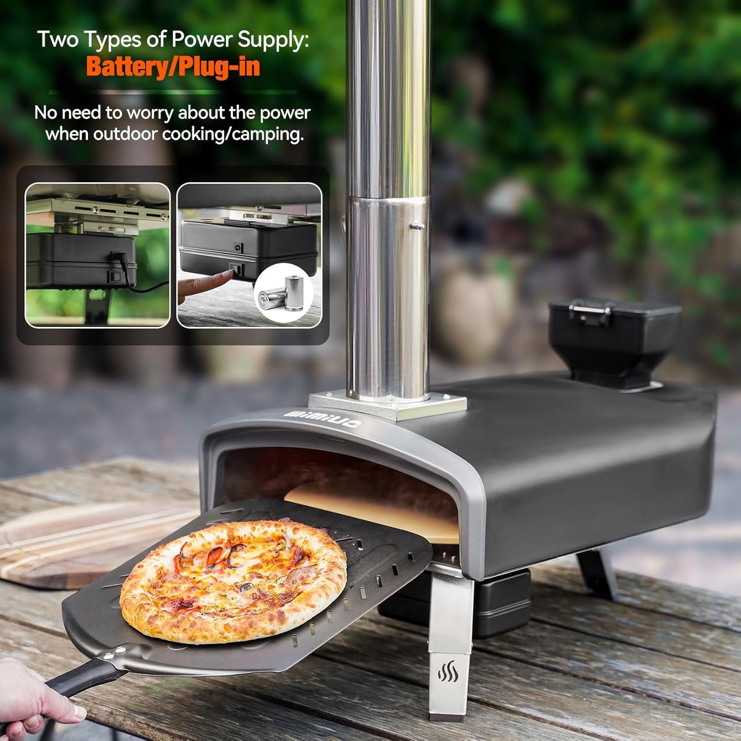 Outdoor Pellet Pizza Oven 500°C Auto Rotating Stone | Stainless Steel BBQ Cooker
