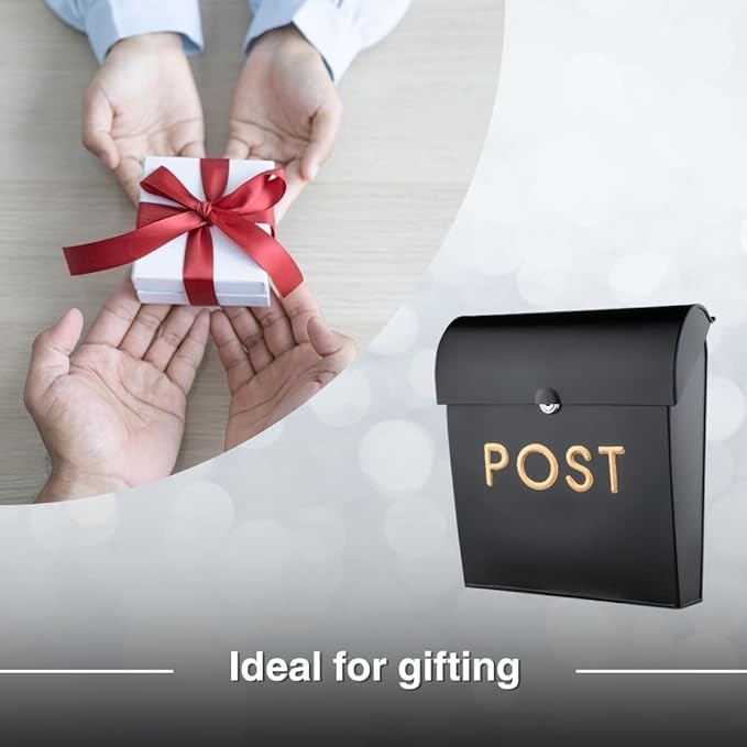 Lockable Wall Mounted Post Box Black Aluminium Mailbox | Secure & Stylish