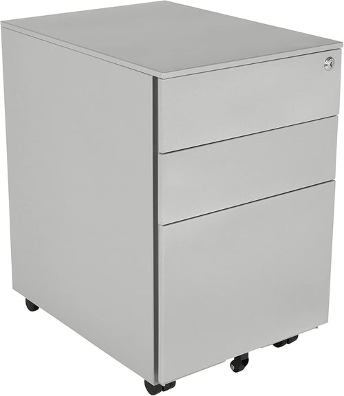 Grey Metal Under Desk Filing Cabinet 3 Drawer Lockable 60cm