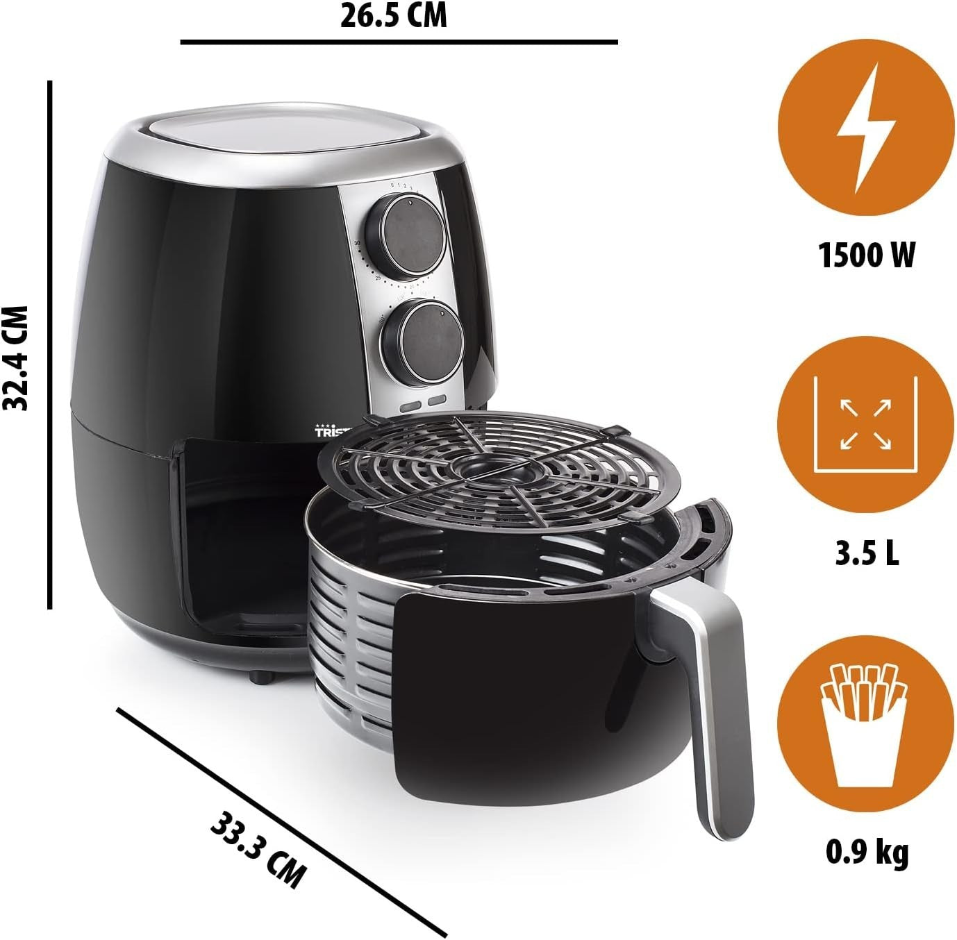 Compact Air Fryer 2L Slim Design, Low-Oil Cooking, Thermostat, Timer, Easy Clean