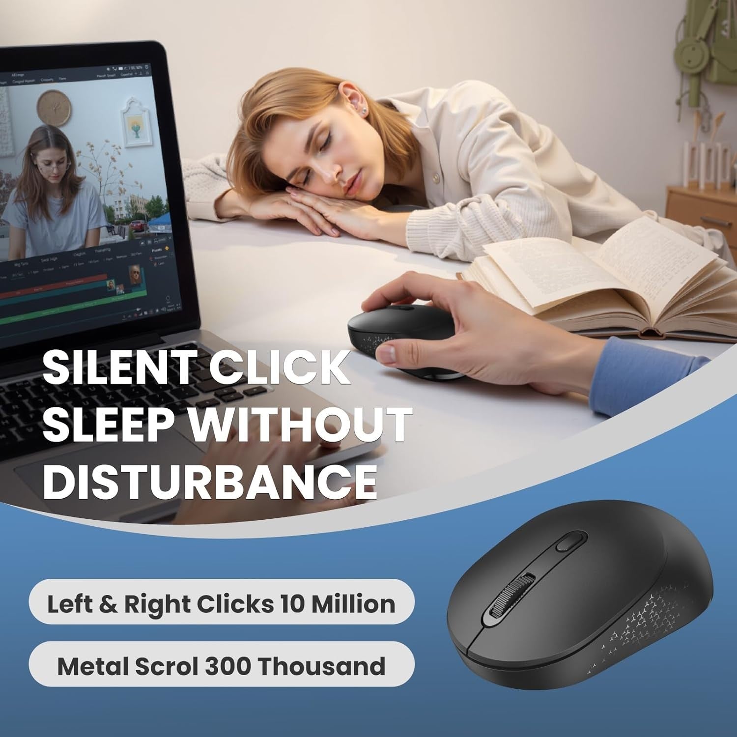 Dual Mode Bluetooth Mouse 1600 DPI Silent Ergonomic Wireless Laptop PC