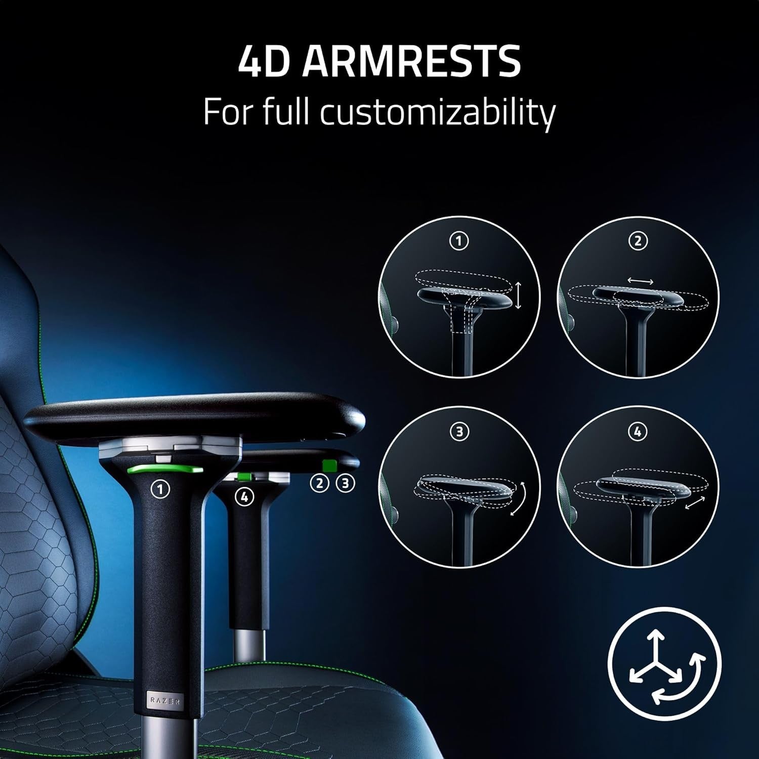 Premium Gaming Chair Adaptive Lumbar 4D Armrests EPU Leather
