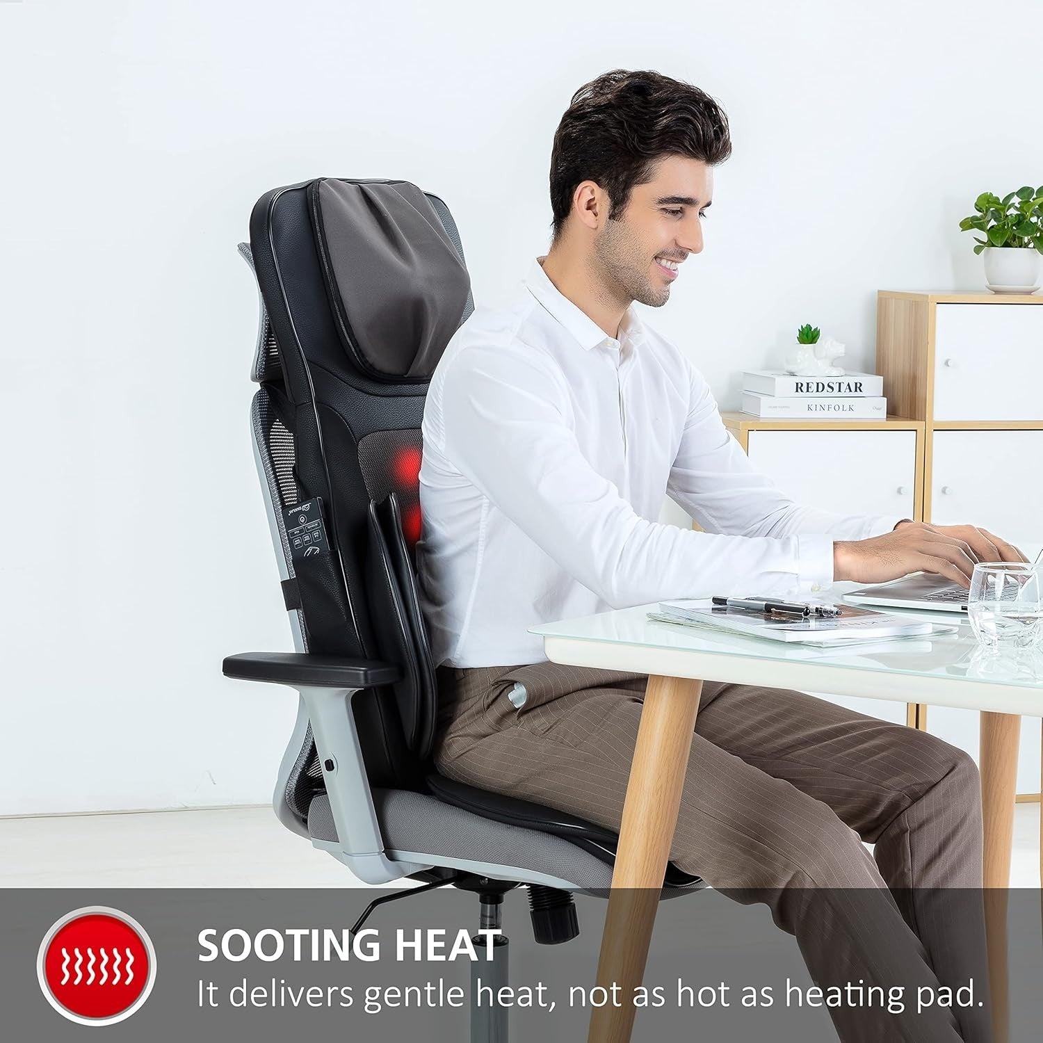Shiatsu Heated Back Neck Massage Chair Pad with Compression & Remote