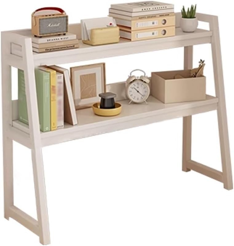 2-Tier Desktop Shelf Organizer | Wood & Metal Desk Storage Rack 75x32x95cm