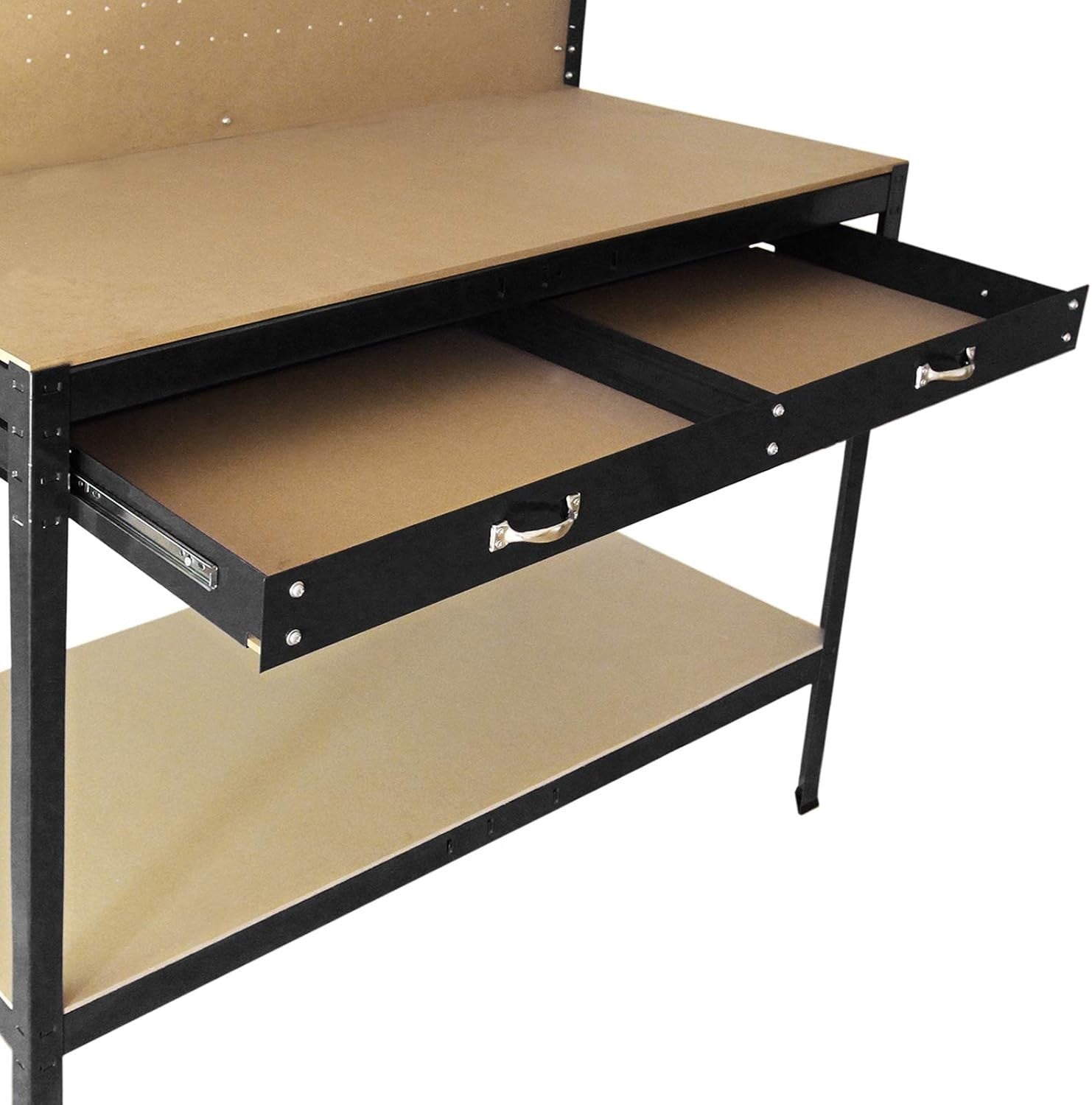 Heavy Duty Garage Workbench with Pegboard Drawer Hooks Tool Storage 120x60