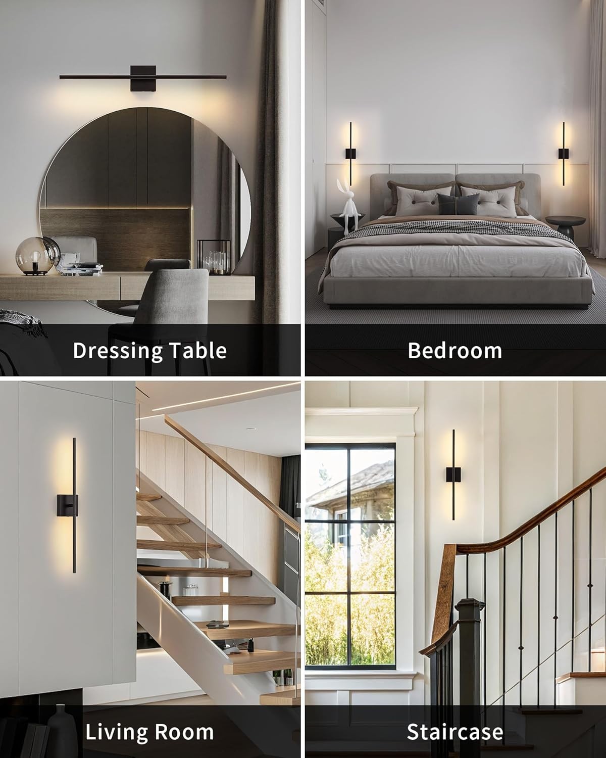 Rechargeable LED Wall Sconces Set of 2, Dimmable, Remote Control, 23.6"