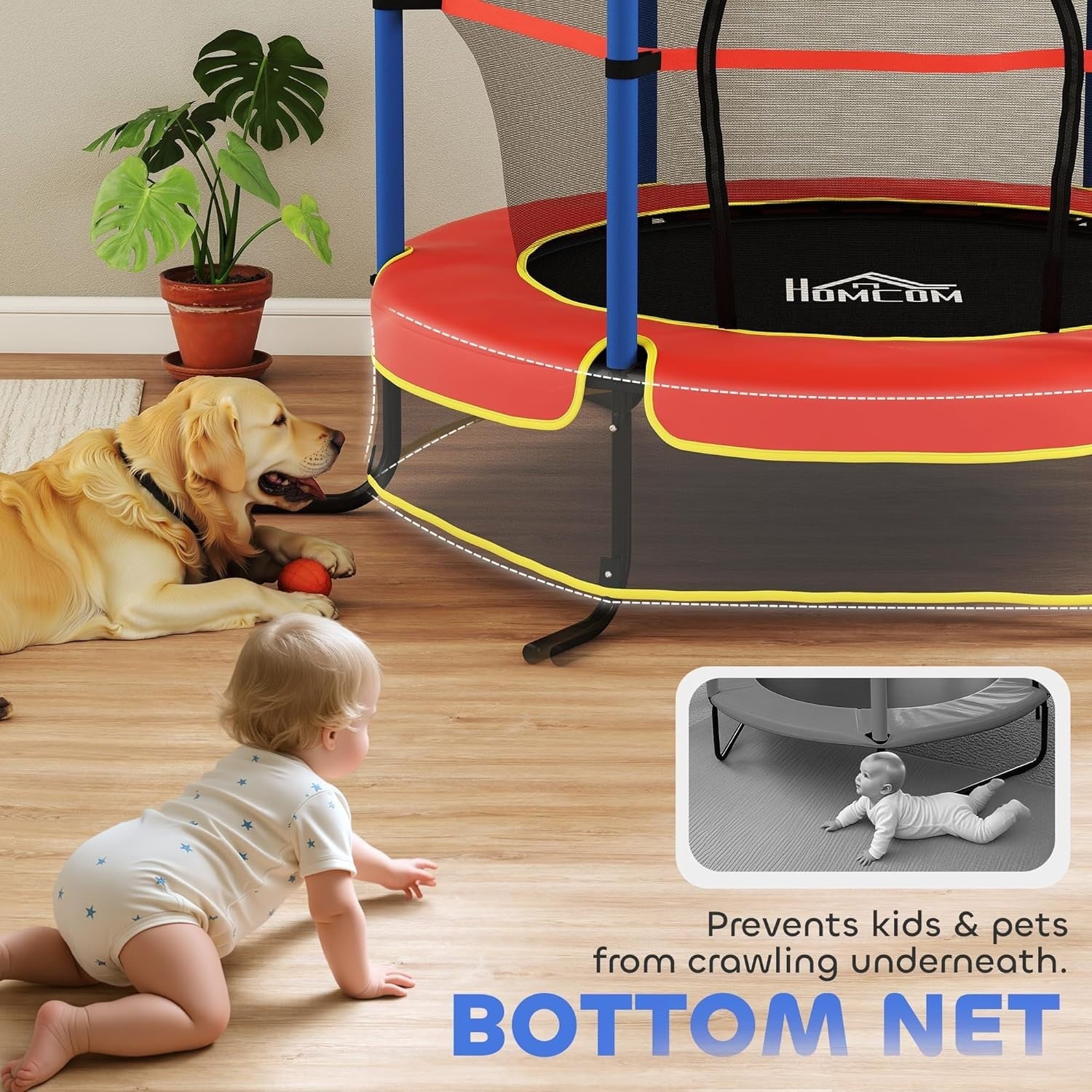 6FT Kids Trampoline Safety Enclosure Springless Indoor Outdoor 50KG