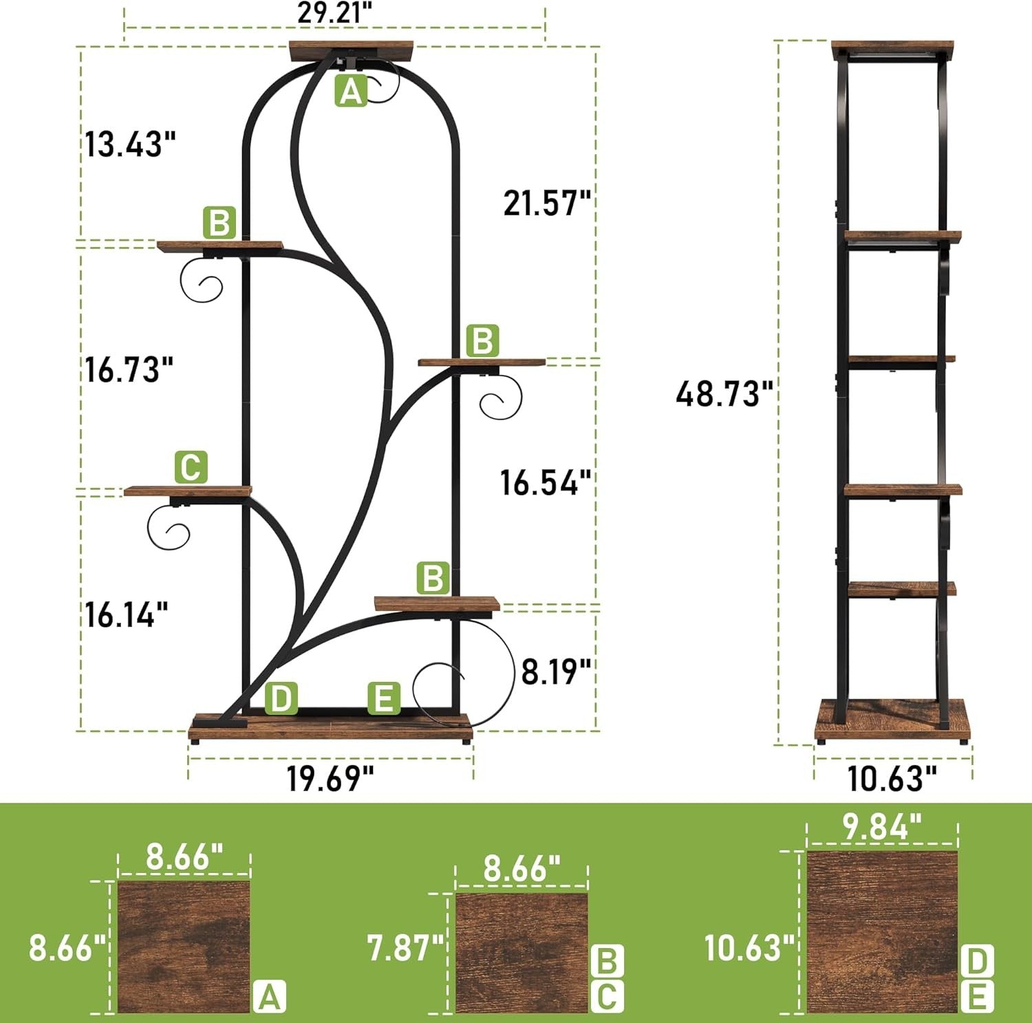 6 Tier Arched Metal Plant Stand with Grow Lights Indoor Flower Display Rack