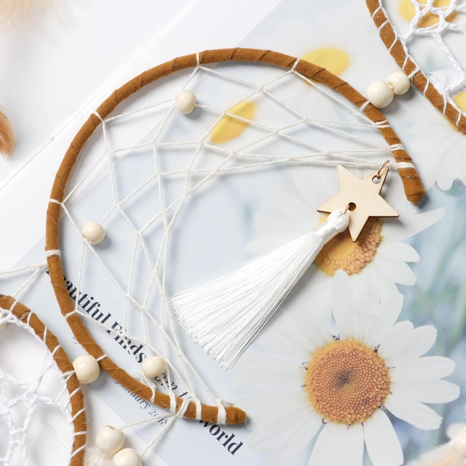 5pcs Boho Dream Catcher Set Macrame Wall Hanging Moon Star Decor
