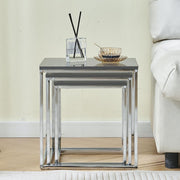 3 Grey Nesting Tables Set Modern Nightstands End Side Coffee Living Room