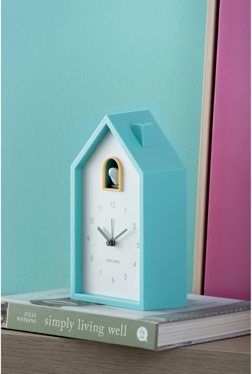 Modern Cuckoo Alarm Clock Turquoise Blue Silent Bedside Decor Clock