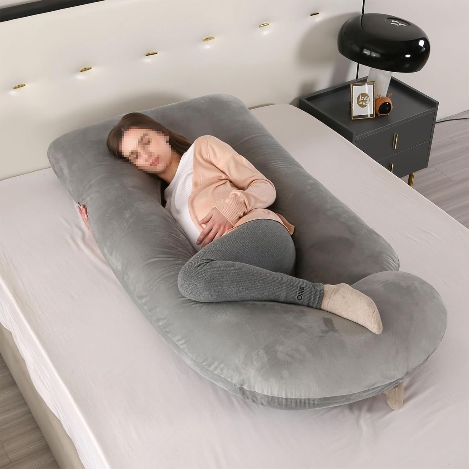 U Shape Body Pillow Full Body Pregnancy Support Soft Washable Cover