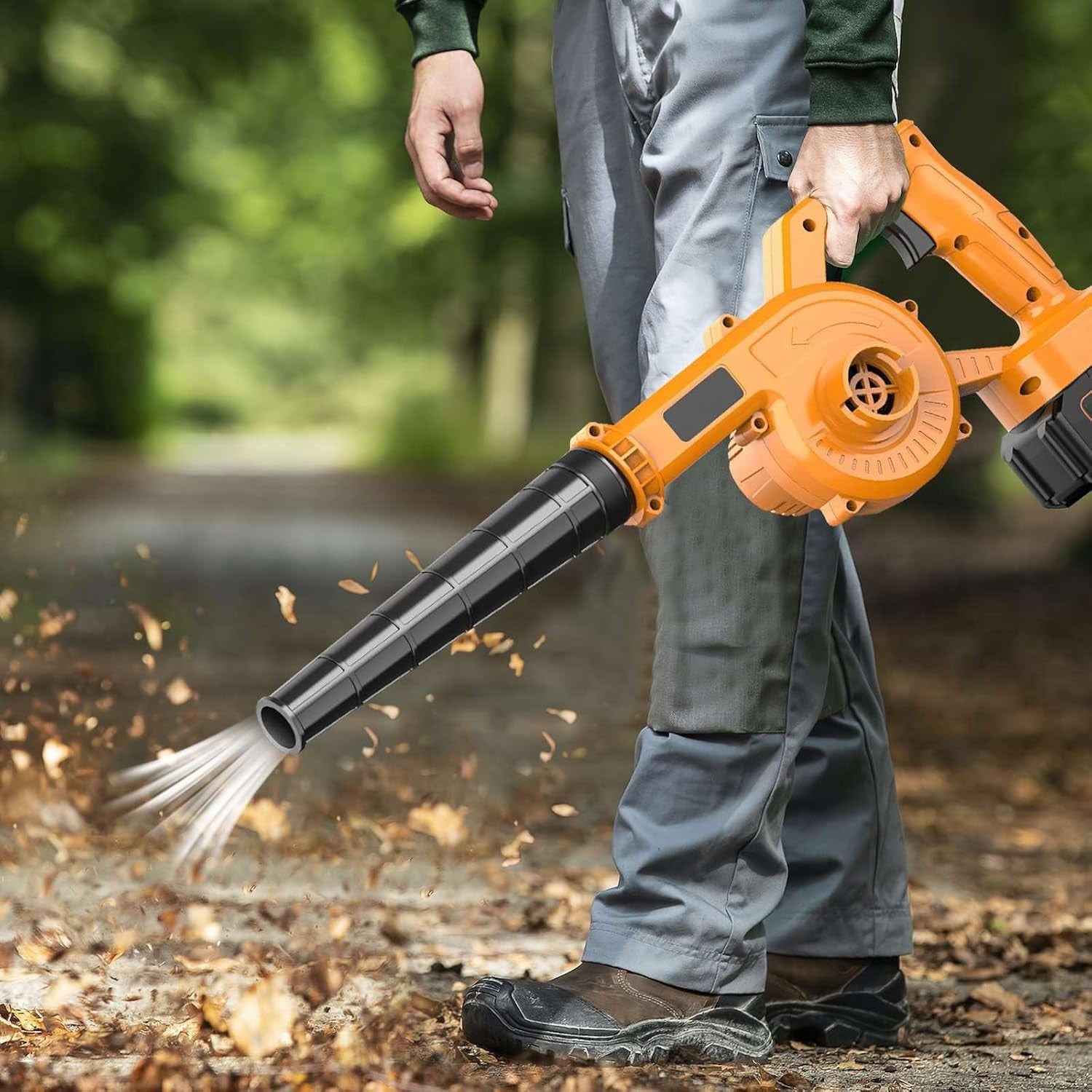 Cordless Leaf Blower 21V 550W Dual Battery Handheld Garden Patio Cleaner