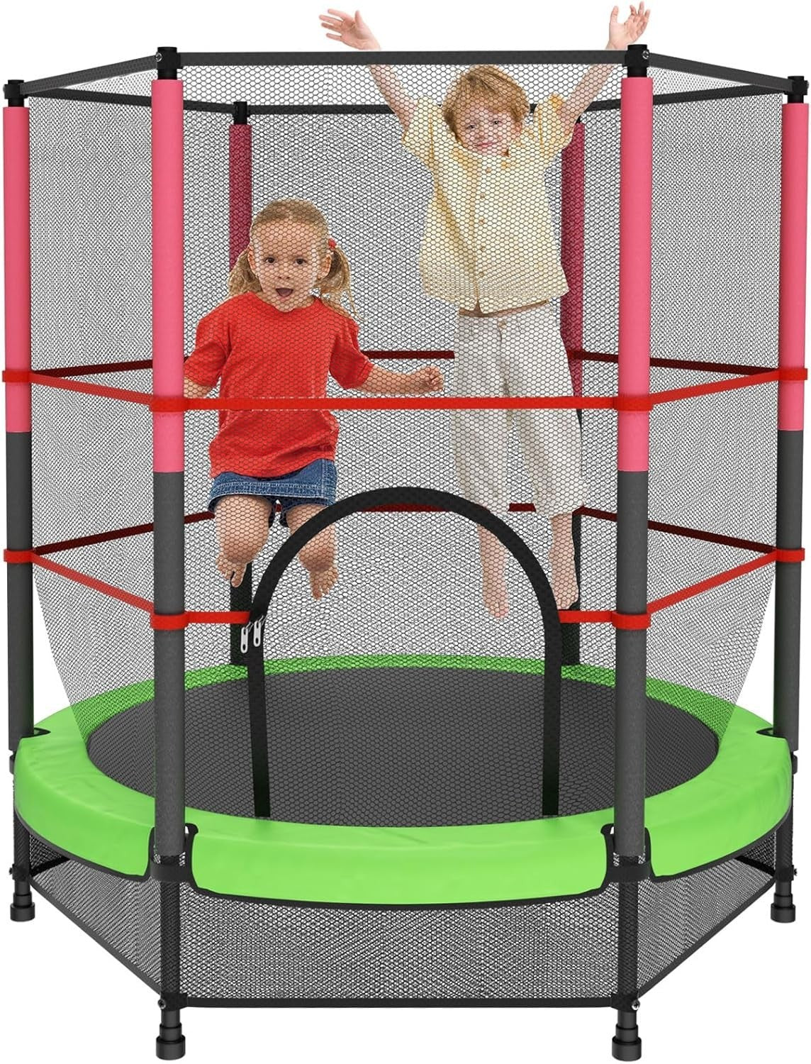 140cm Kids Trampoline with Safety Net Indoor Outdoor Toddler Green