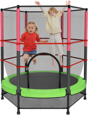 140cm Kids Trampoline with Safety Net Indoor Outdoor Toddler Green