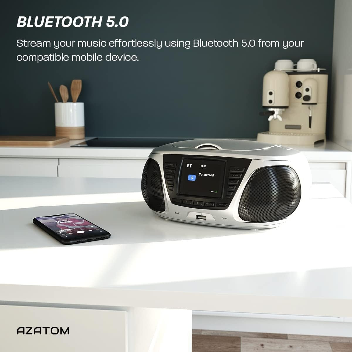 Portable CD Player with DAB+/FM Radio, Bluetooth & USB MP3 Player