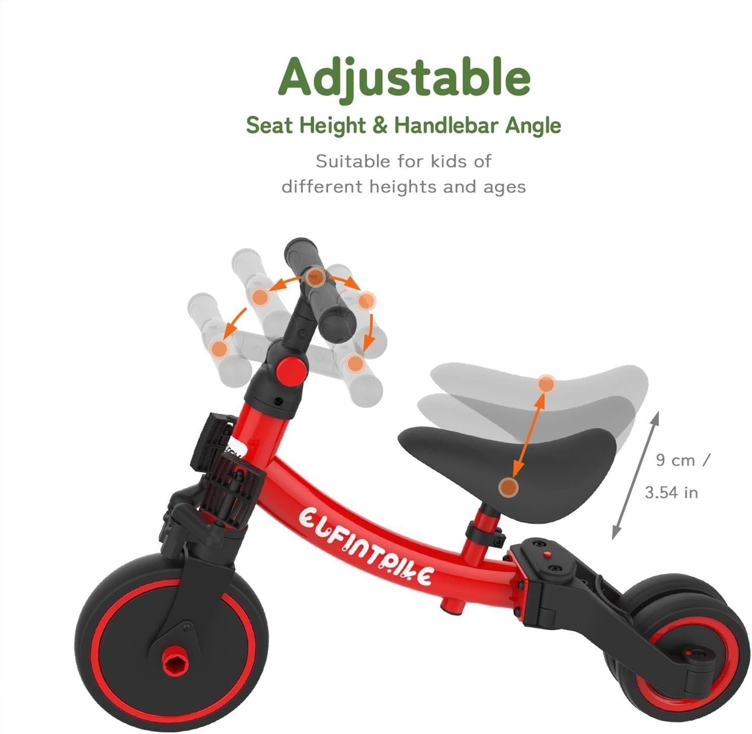 5 In 1 Toddler Tricycle Balance Bike Kids Ride On Removable Pedals Red