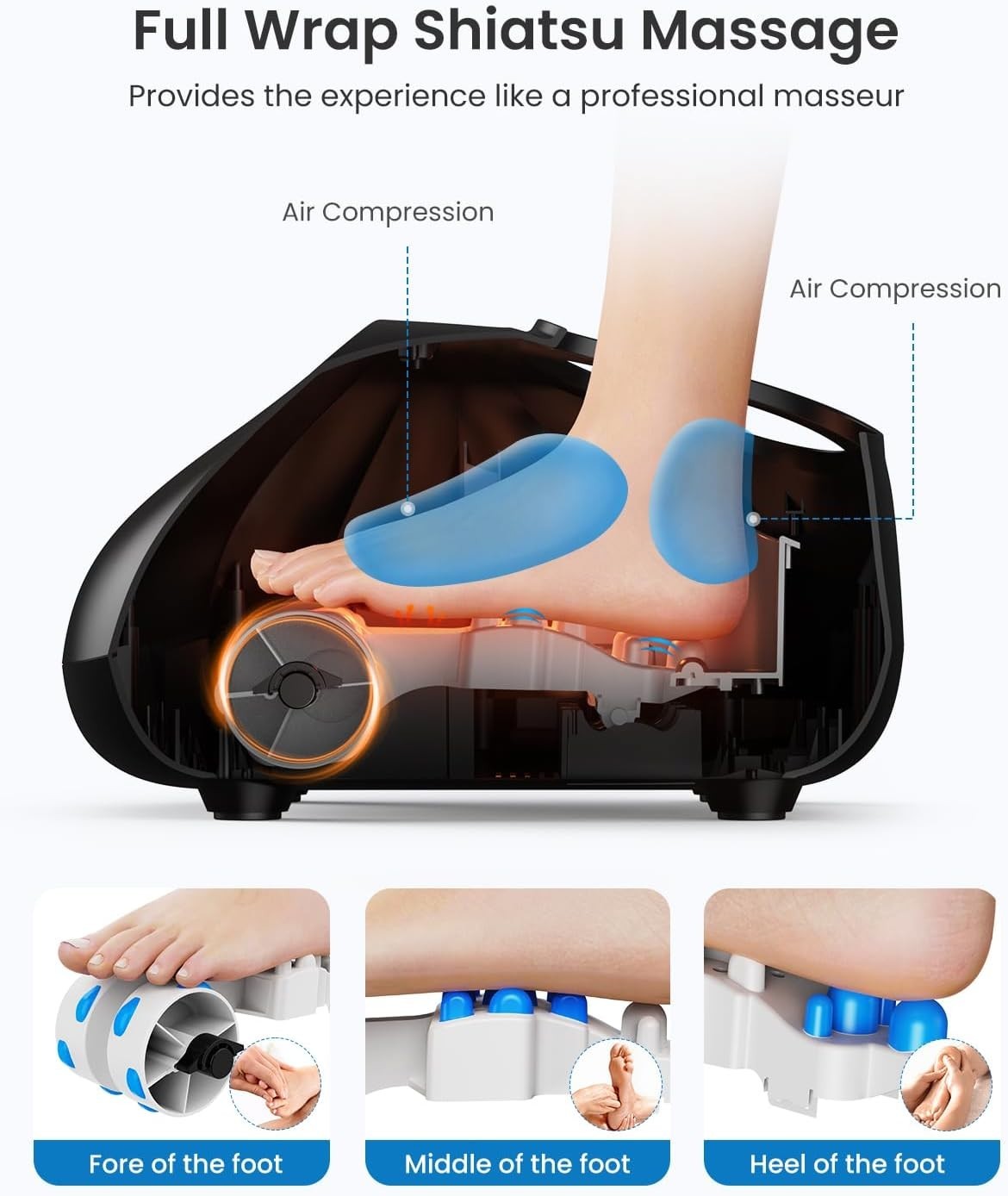 Heated Shiatsu Foot Massager Deep Kneading Wireless Remote UK 14