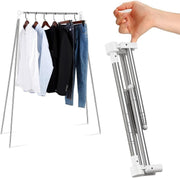 Portable Folding Clothes Rack Travel Collapsible Rail White