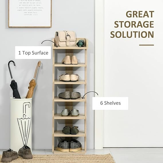 7-Tier Shoe Rack Organizer – Space-Saving Wooden Shelf for Entryway, Bedroom