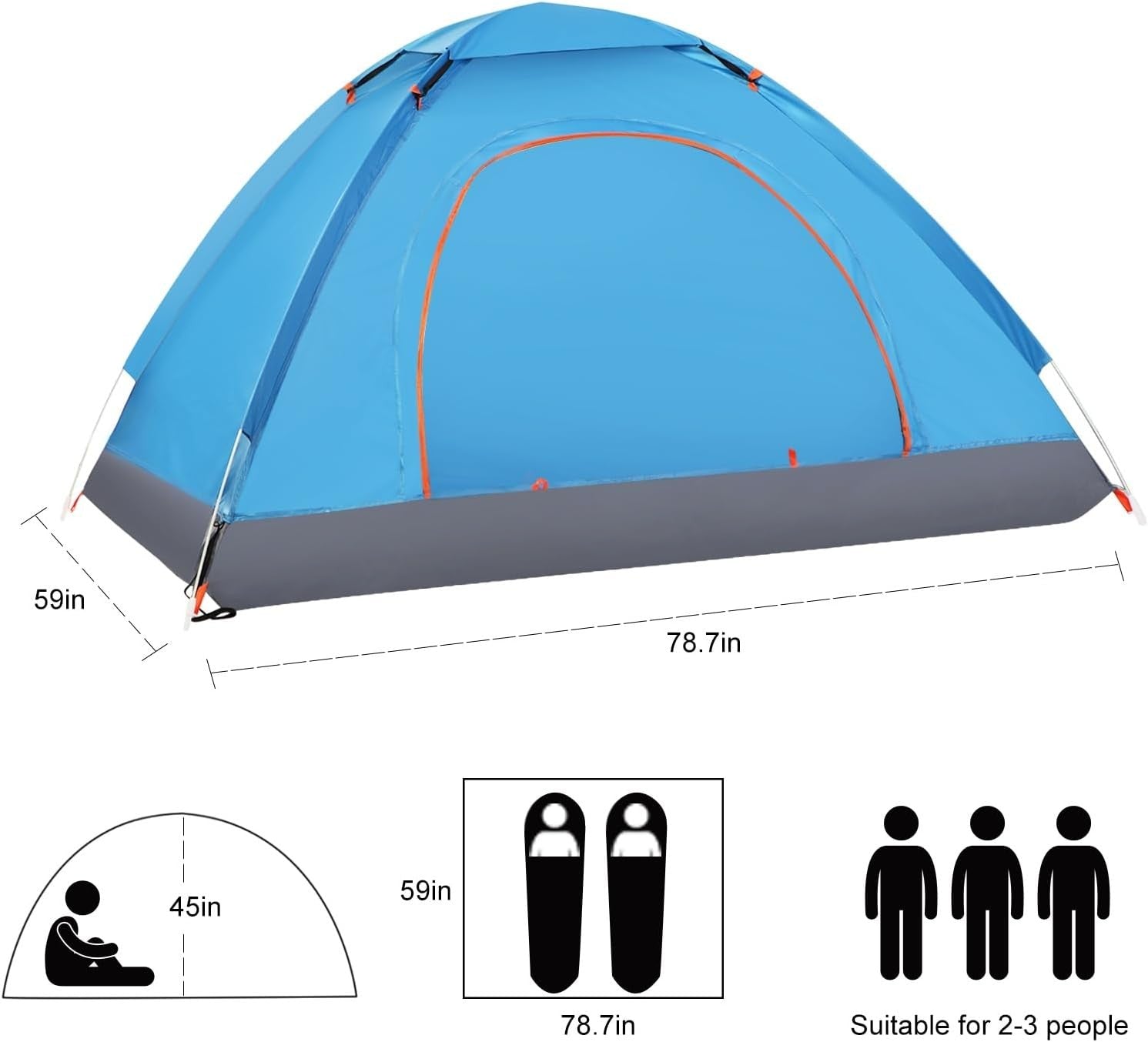 2-3 Man Automatic Pop Up Camping Waterproof