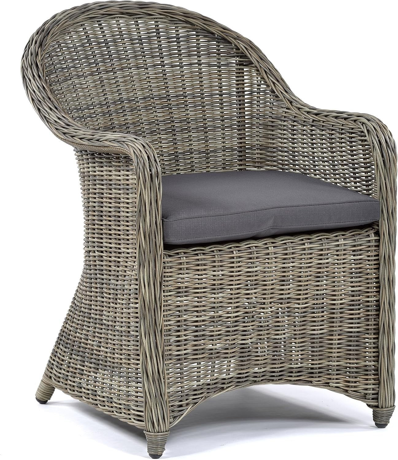 Outdoor Rattan Garden Armchair with Cushion Weatherproof Patio Dining Seat
