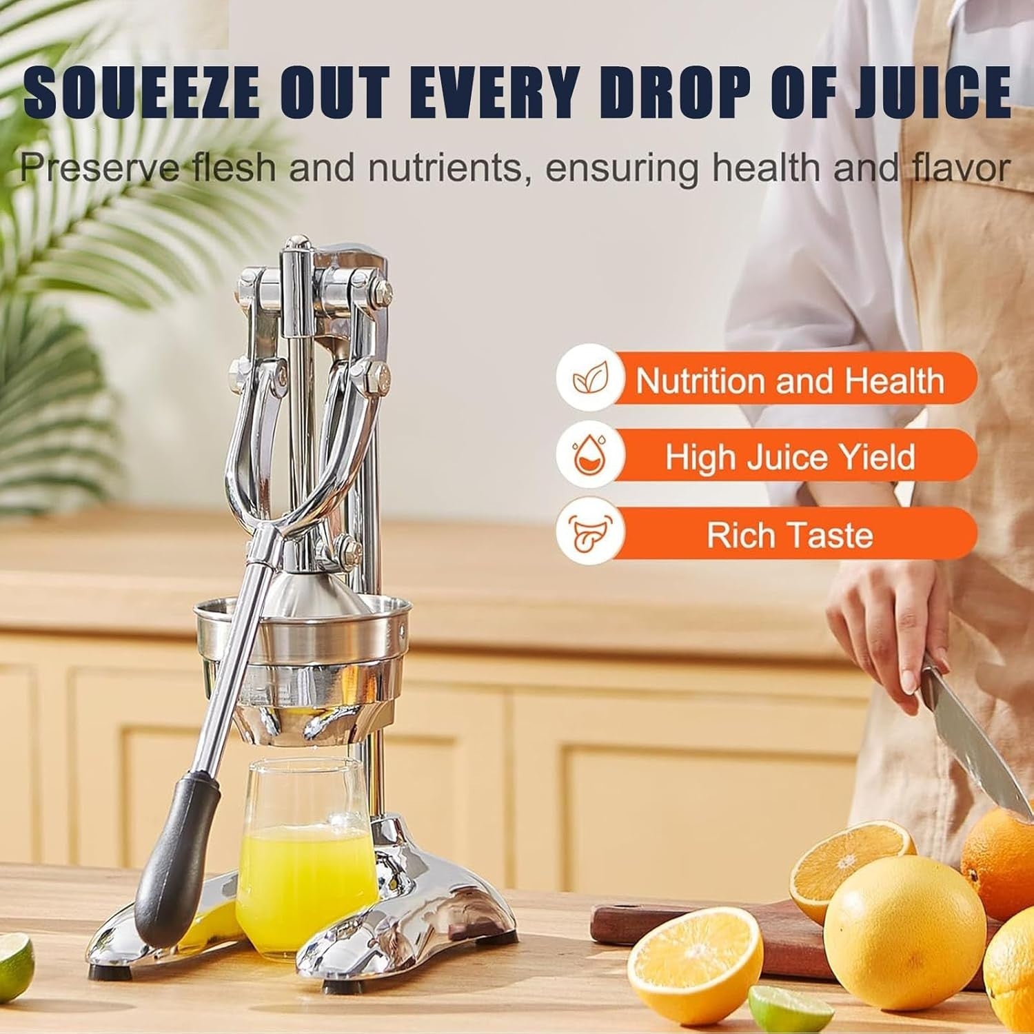 Manual Citrus Juicer Hand Press Stainless Steel Orange Lemon Pomegranate