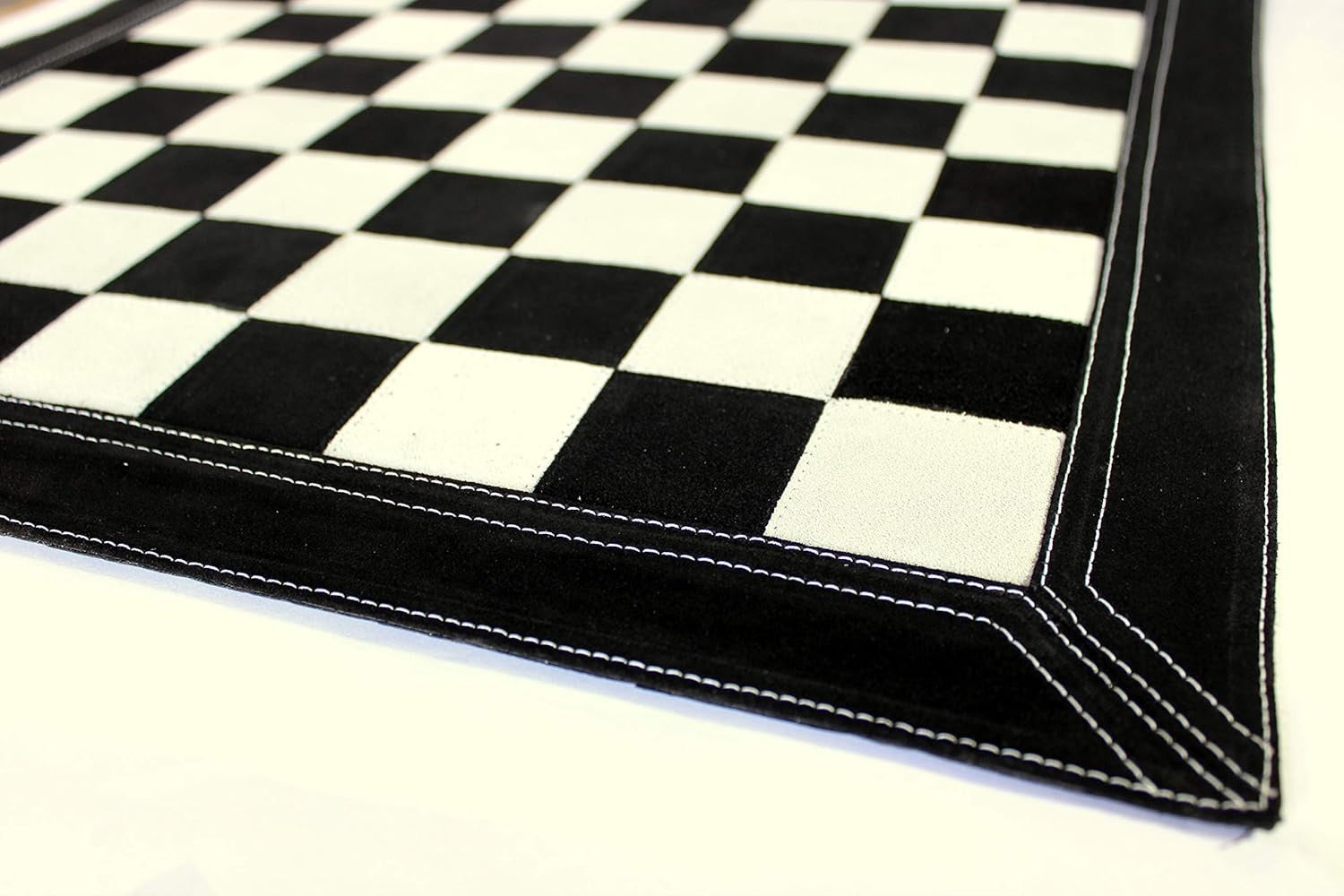 19" Leather Roll-Up Chess Board | Tournament Travel Mat | Luxury Black Suede