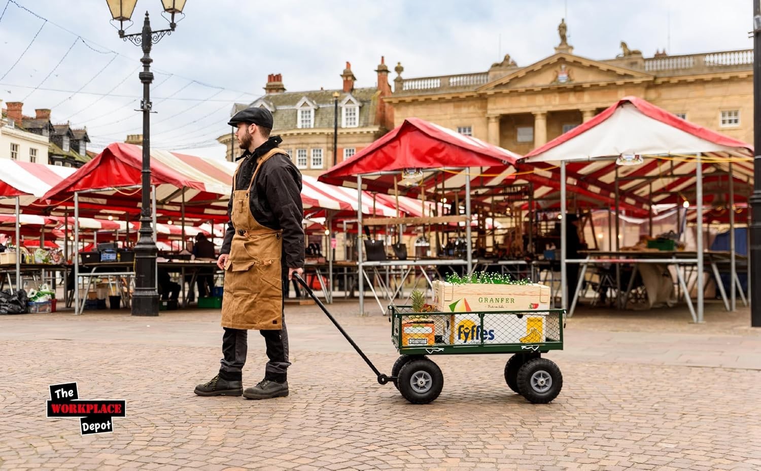 Heavy Duty Garden Trolley Cart 200kg Utility Wagon Off-Road Wheels Metal Frame