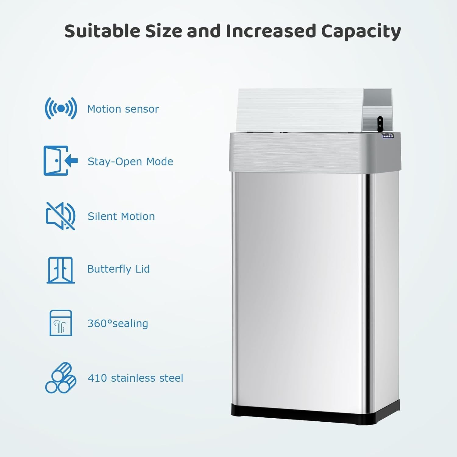 50L Touchless Kitchen Bin | Automatic Sensor Trash Can Silver