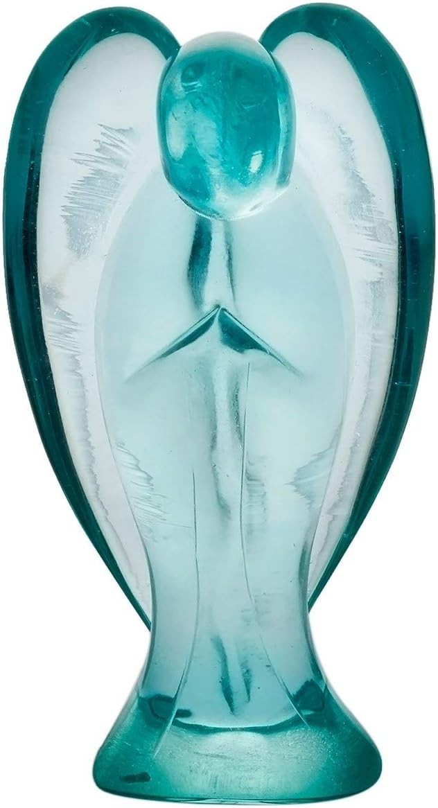 Blue Crystal 3" Guardian Angel Figurine Healing Gemstone Luck Protection Decor