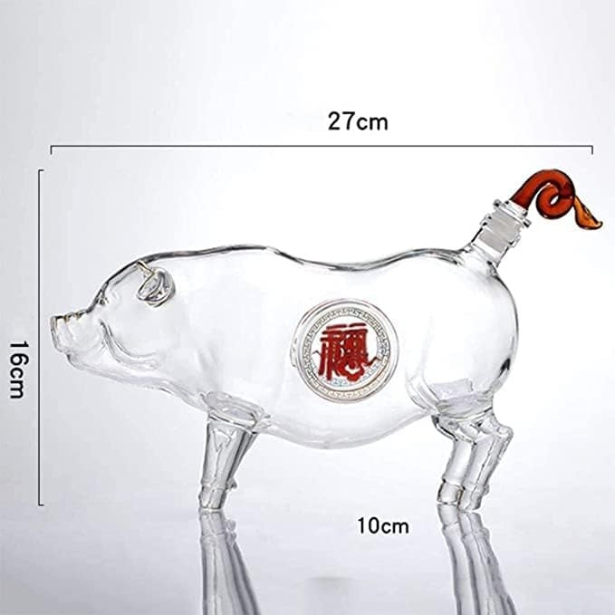 1000ml Lucky Pig Whisky Decanter – Hand-Blown Glass Animal Bottle for Whisky & S