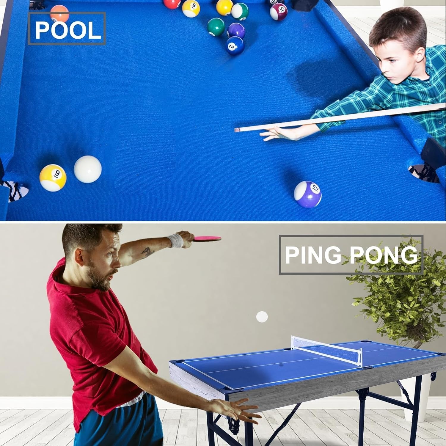 5 in 1 Folding Game Table Pool Hockey Tennis Bowling Family Play