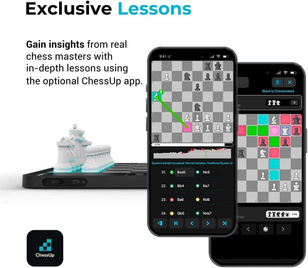 Smart Electronic Chess Board TouchSense Pieces WiFi AI Coaching Light-Up Game