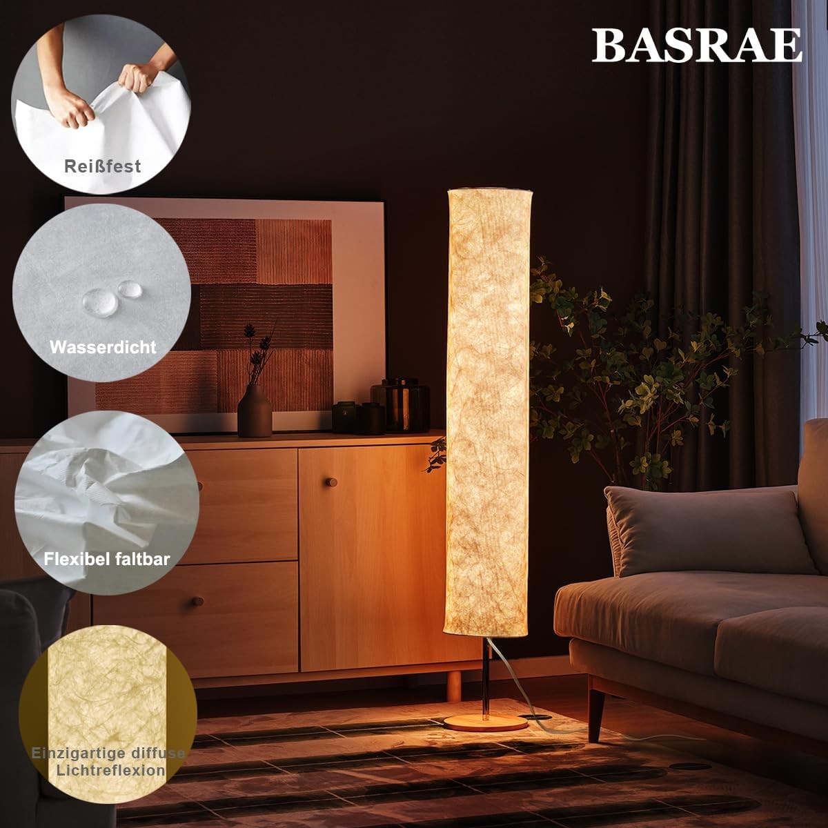 LED Floor Lamp Remote Dimmable 3 Colour Soft Standing Corner Light