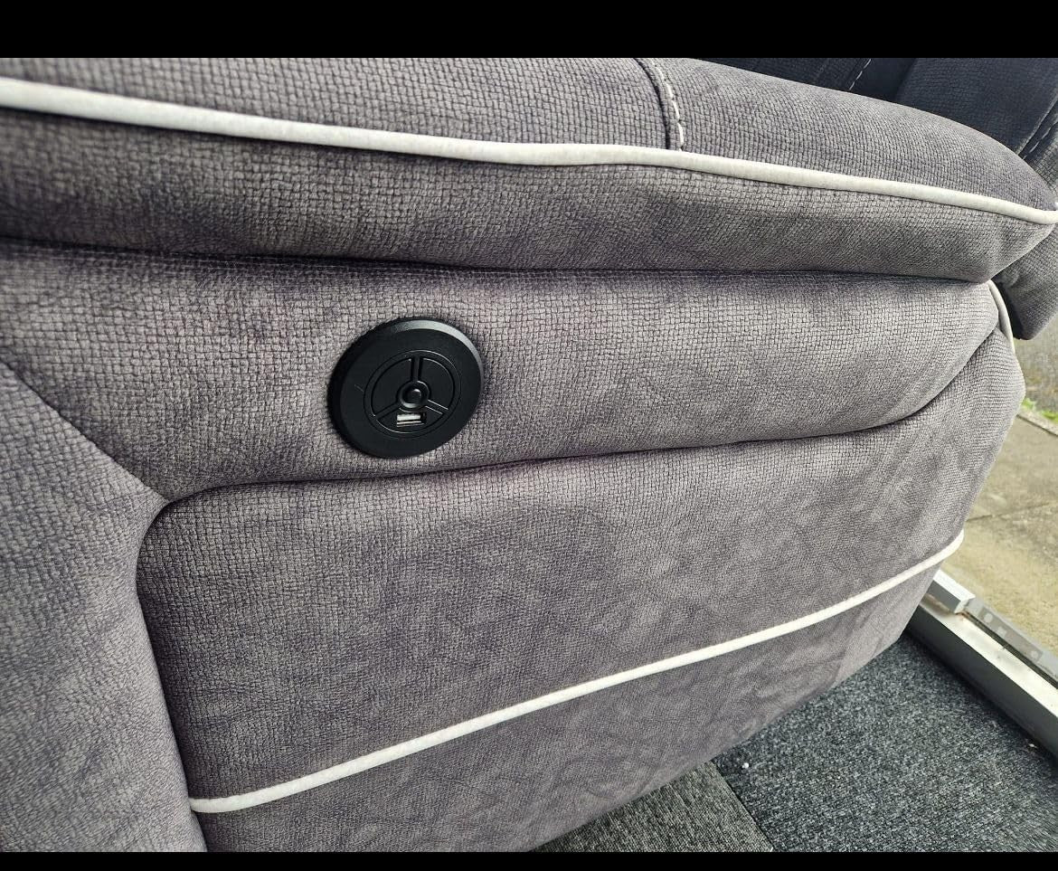 Electric Recliner Corner Sofa with LED Lights & Cup Holder – Grey L-Shape