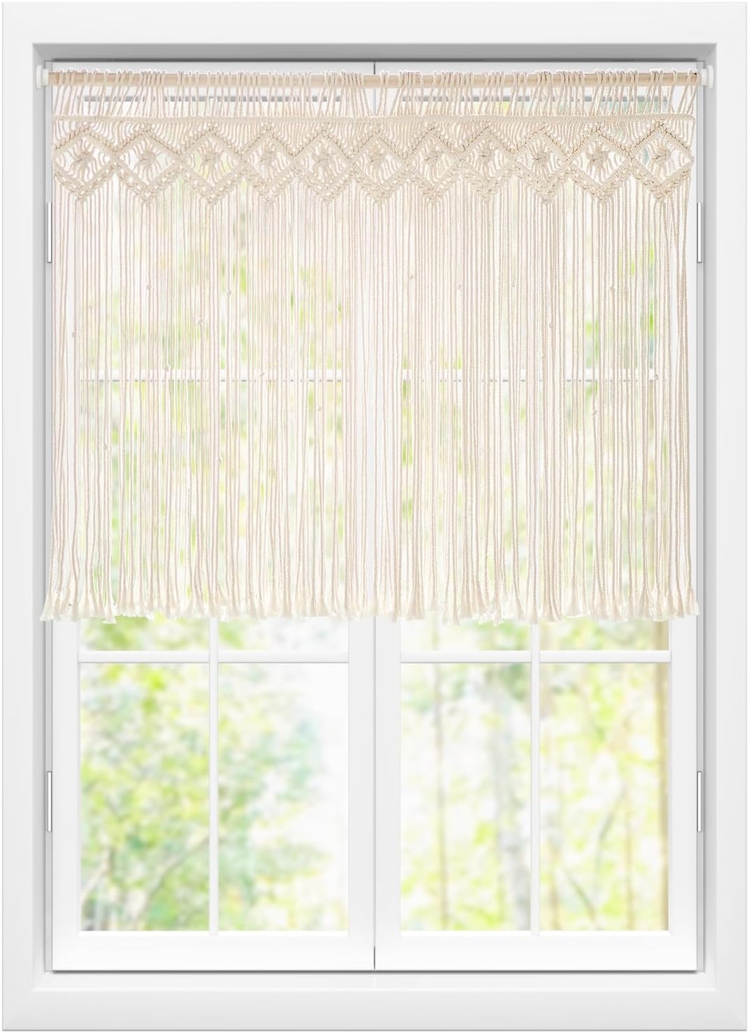 Macrame Curtain 89x66cm Boho Window Wall Hanging Decor