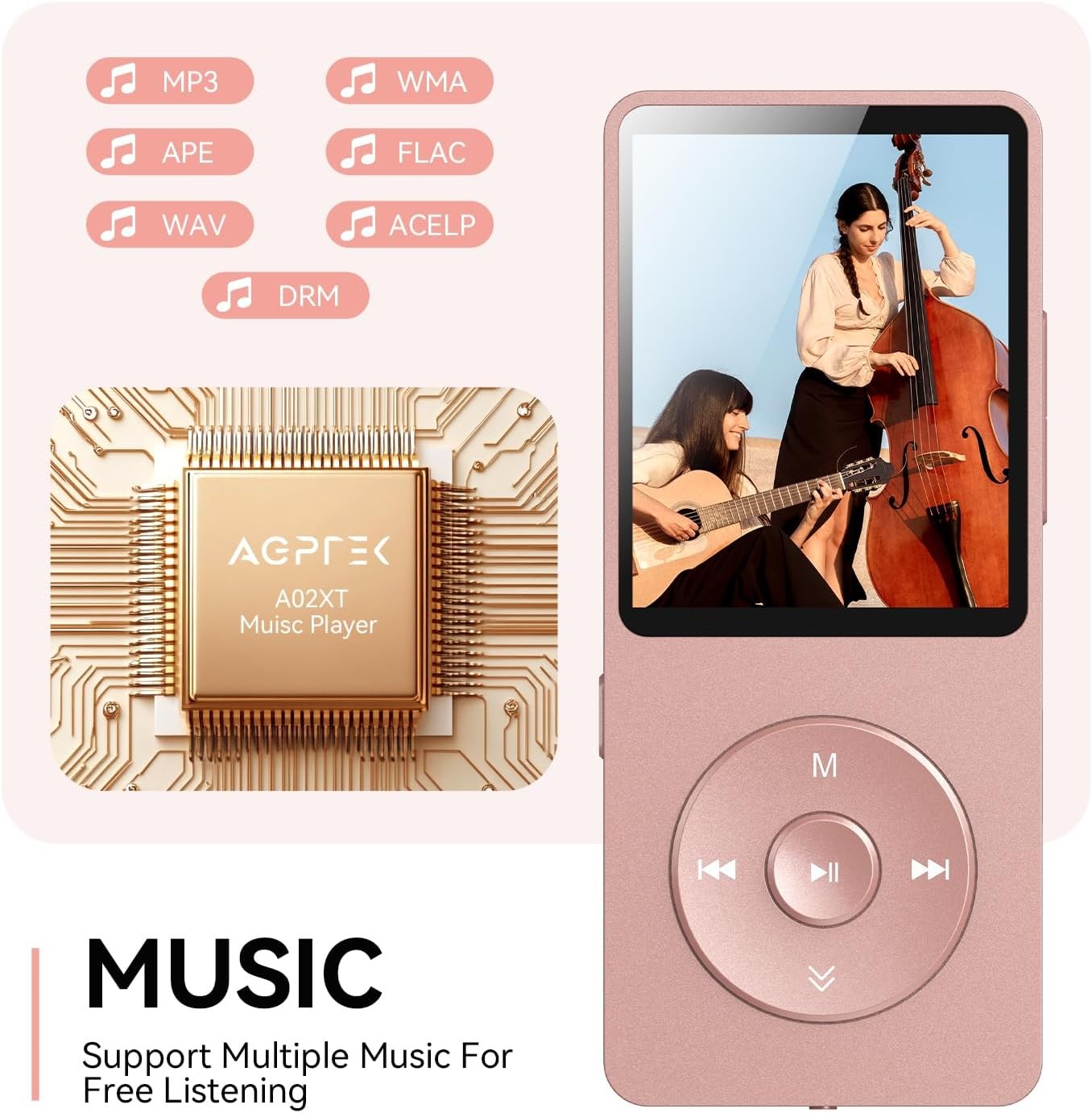 32GB MP3 Player Bluetooth 5.3 FM Radio Speaker 1.8"