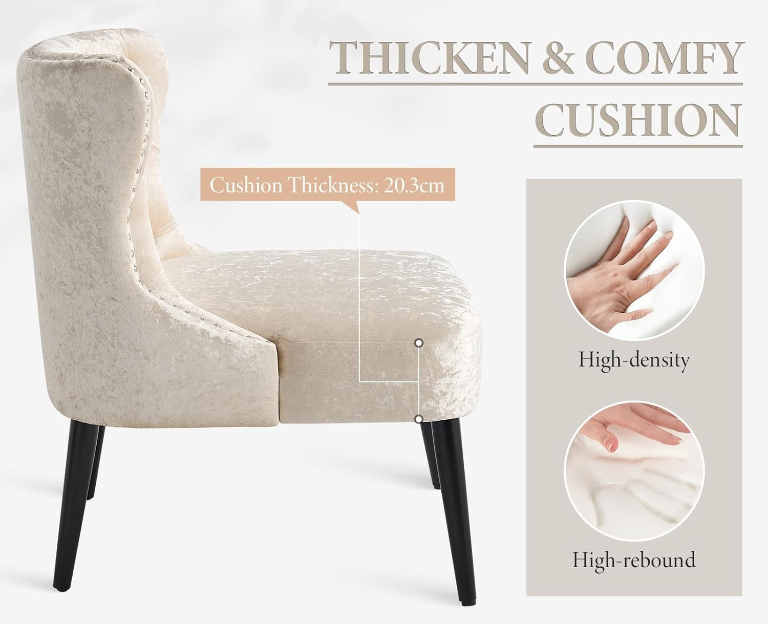 Retro Wingback Accent Chair Velvet High Back Tub Armchair