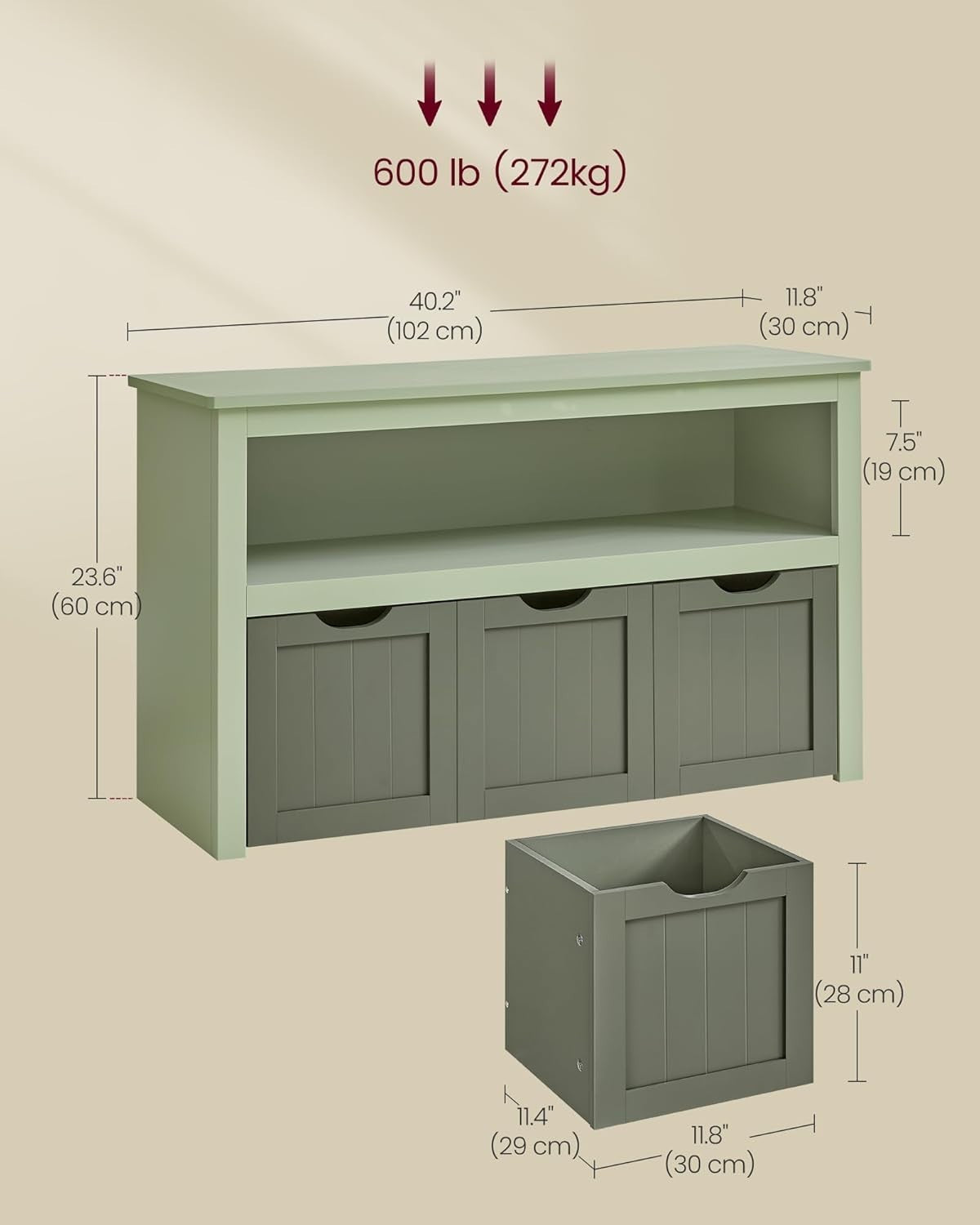 Kids Toy Storage Cabinet Green with Wheels – 3 Drawer Bookcase Unit