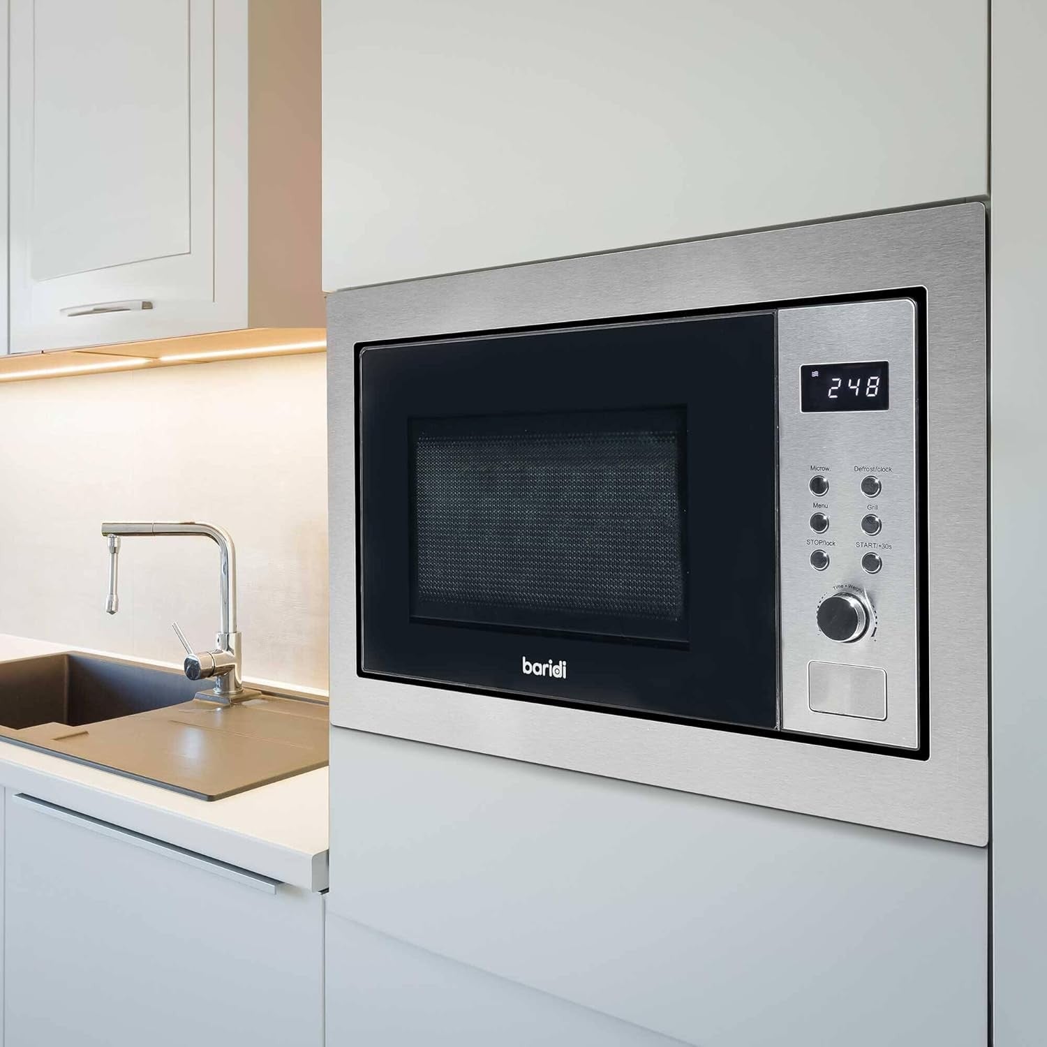 25L Integrated Microwave Oven 900W Grill Stainless Steel