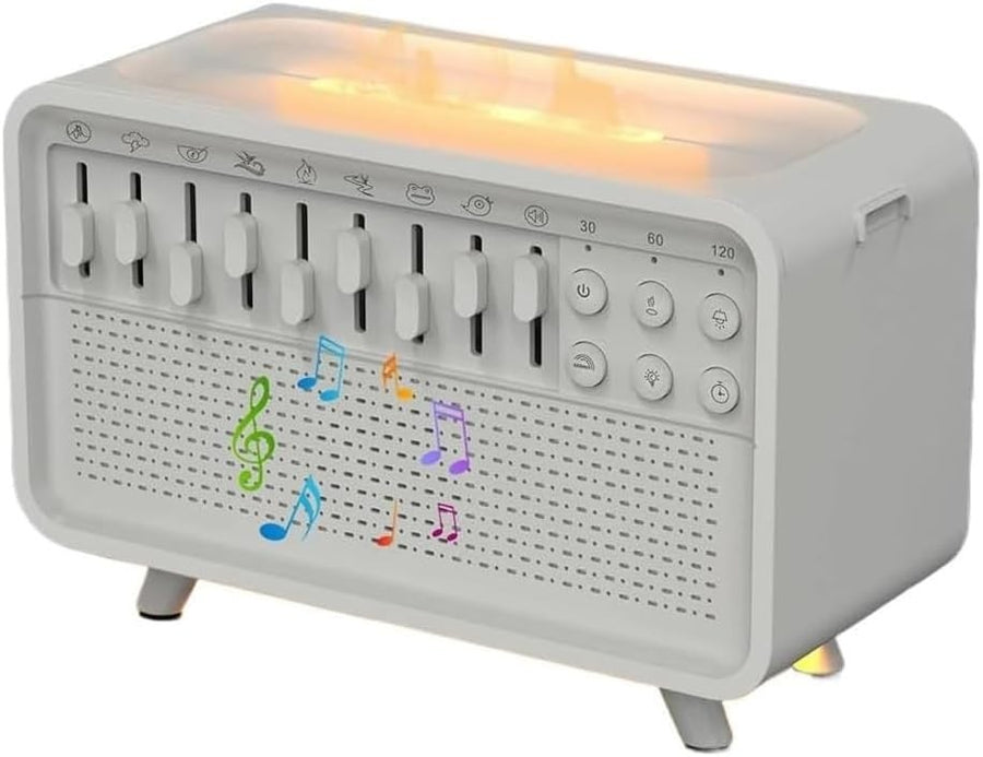 White Noise Sound Machine Night Light Flame Humidifier Bluetooth Speaker