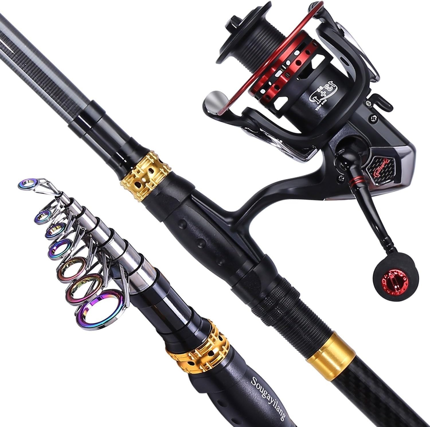 Telescopic Fishing Rod Reel Combo Travel Kit Saltwater Freshwater