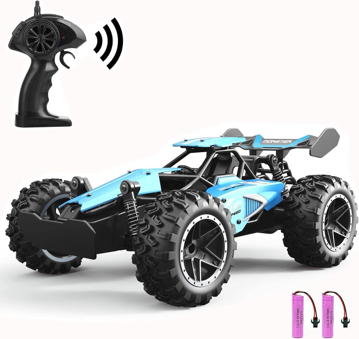 RC Off-Road Car 2.4GHz 2WD Buggy 15KM/H Fast Remote Control Toy with 2 Batteries
