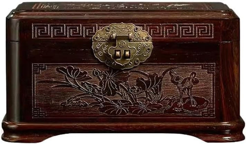Lockable Solid Wood Jewelry Box Chinese Style Organizer Storage Case