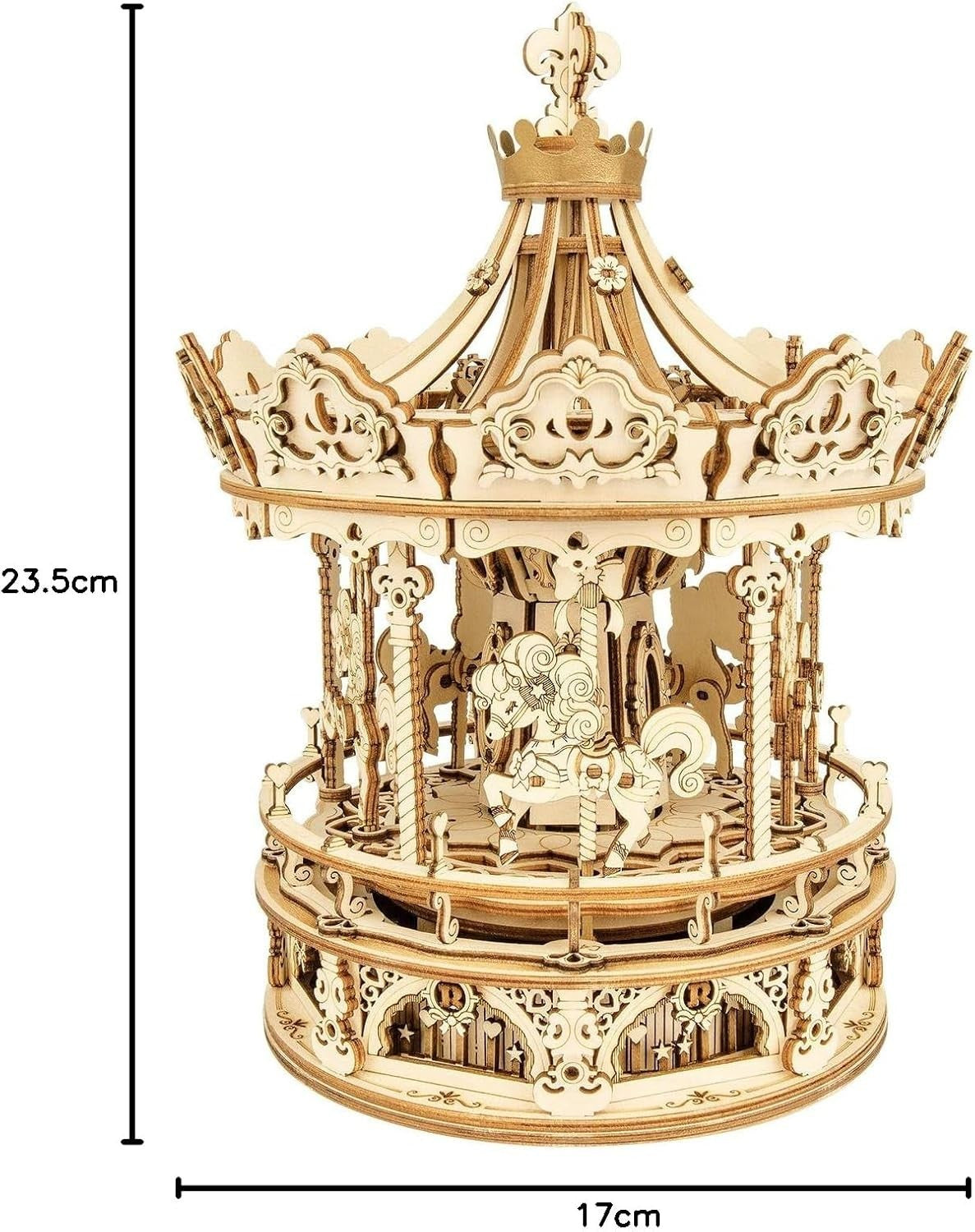 3D Wooden Carousel Puzzle with Music & Easy Assembly – Teens & Adults