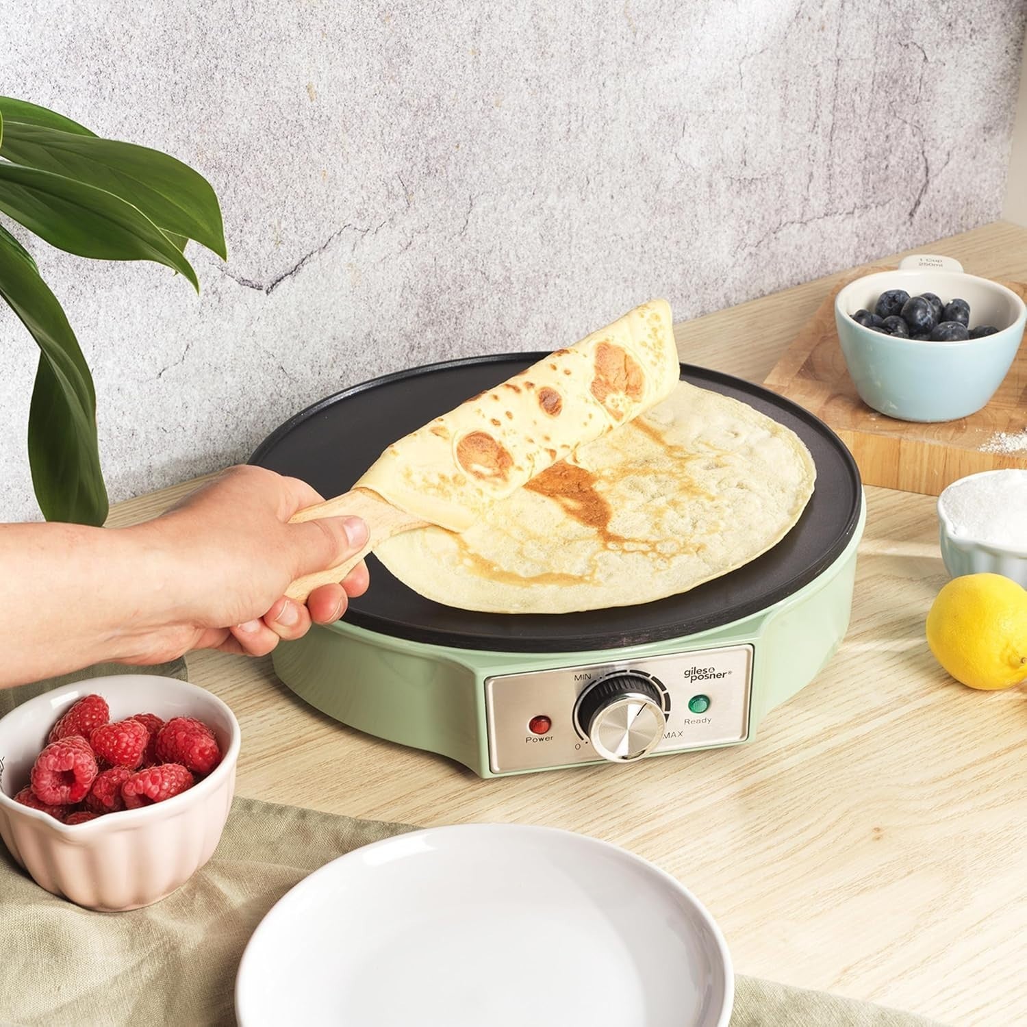 30cm Electric Crepe Maker, Non Stick Hotplate, Adjustable Temp, Spreader Include