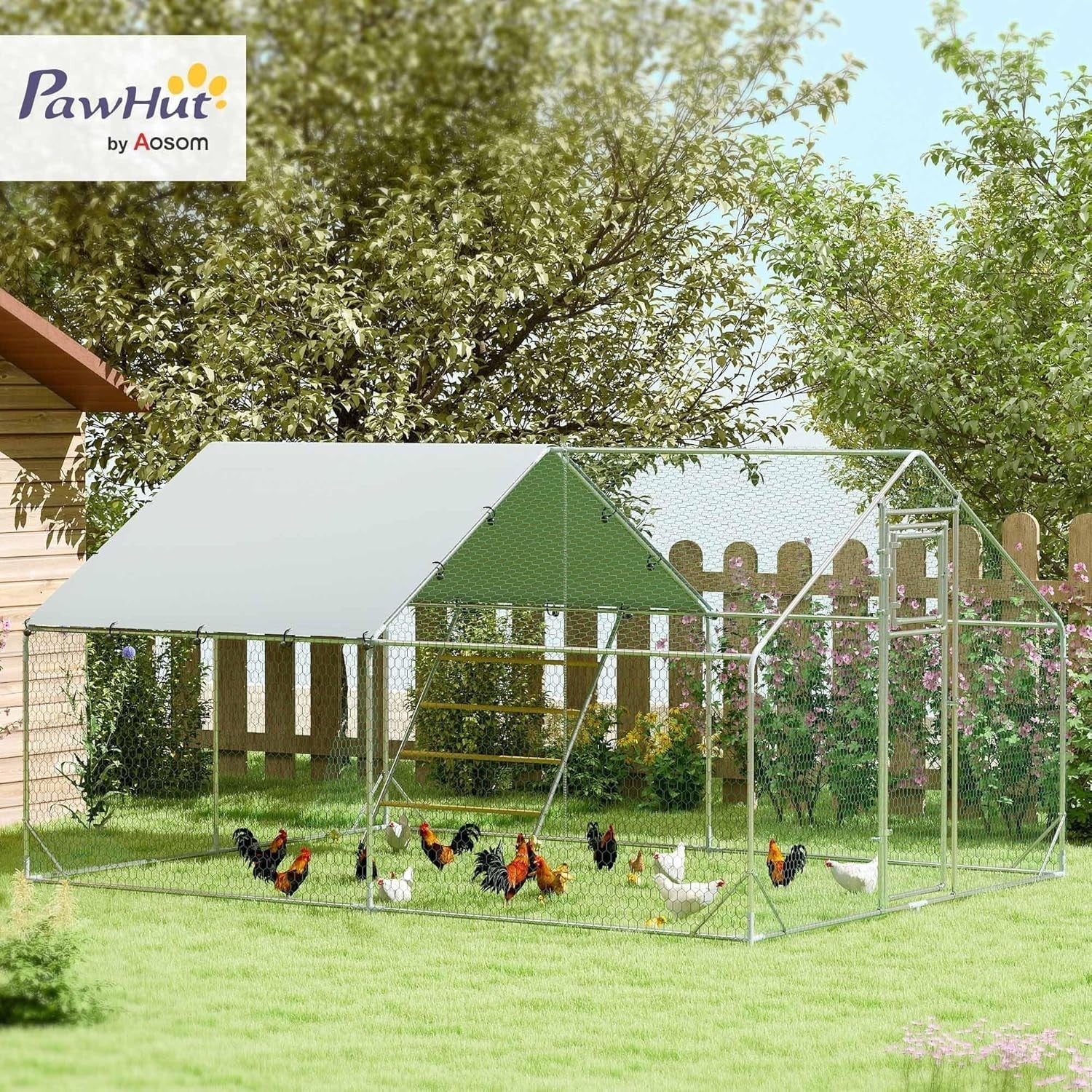 Large Walk In Chicken Run 3x4m Galvanised Coop UV Cover Feeder